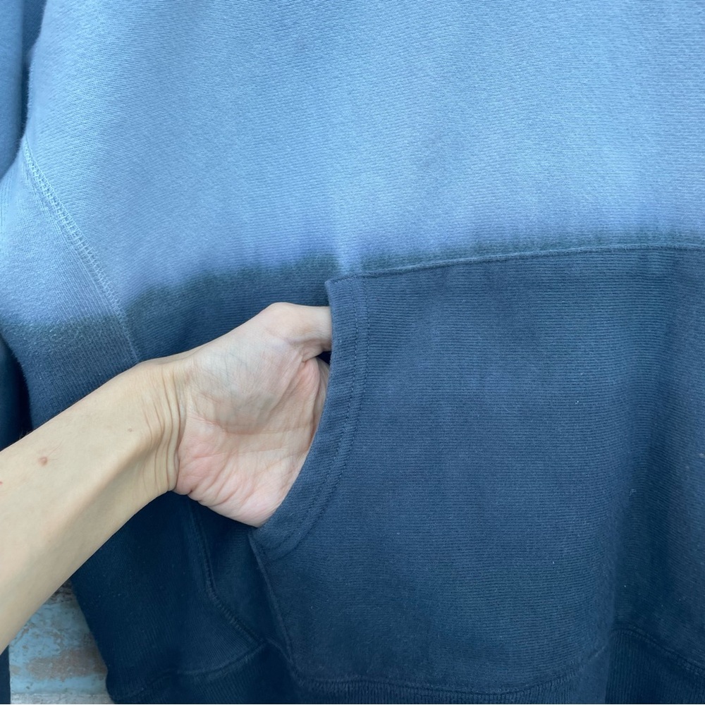 Champion Spellout Hoodie Blue Ombre Dip Dye Reverse Weave Embroidered Sweatshirt - Picture 13 of 14